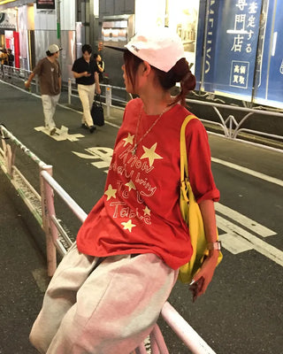 Handwritten Star Lettering Over Half T-Shirt
