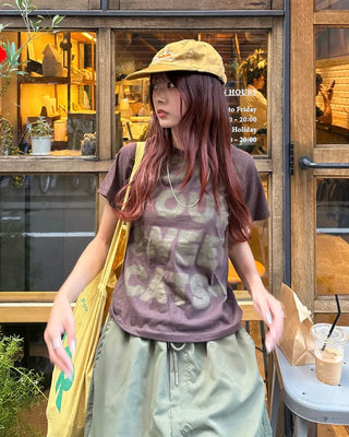 Full lettering semi-cropped T-shirt