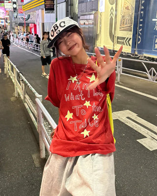 Handwritten Star Lettering Over Half T-Shirt