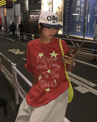 Handwritten Star Lettering Over Half T-Shirt