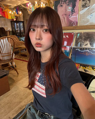 Gingham Lace American Semi-Cropped Half T-Shirt