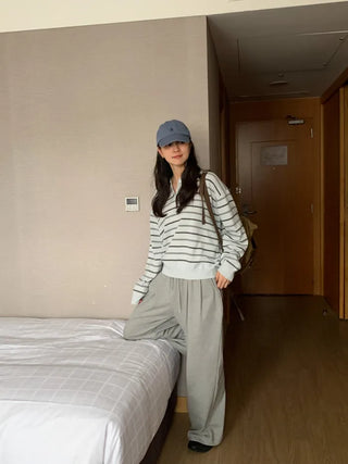 [2 colors] Striped knit