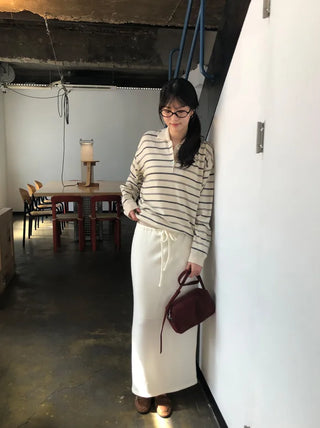 [2 colors] Striped knit