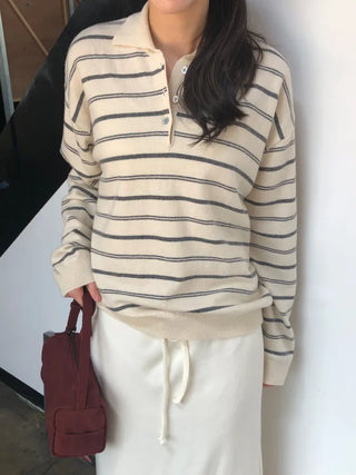 [2 colors] Striped knit