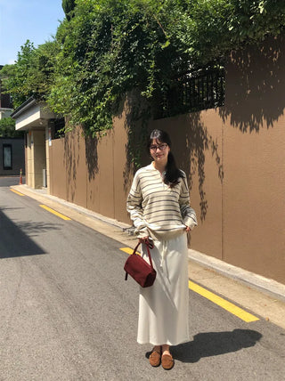 [2 colors] Striped knit
