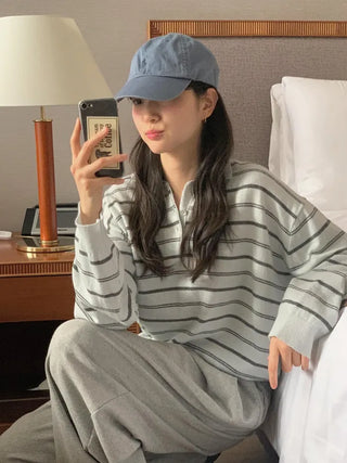 [2 colors] Striped knit