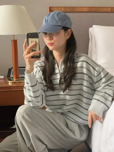 [2 colors] Striped knit