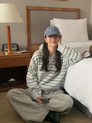 [2 colors] Striped knit