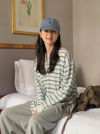 [2 colors] Striped knit