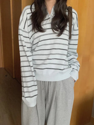 [2 colors] Striped knit