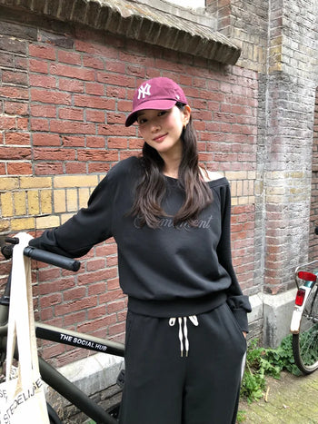 (2 colors) Beaded Boat Neck Sweatshirt
