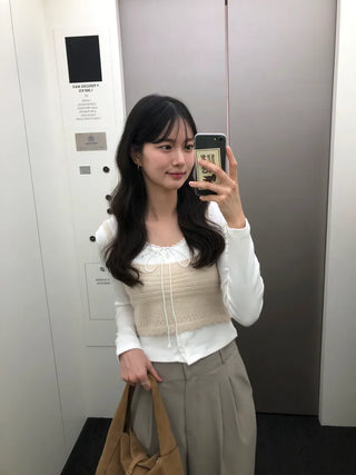(3 colors) Lace Frill Cardigan