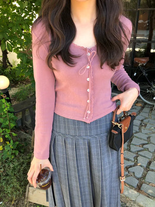 (3 colors) Lace Frill Cardigan