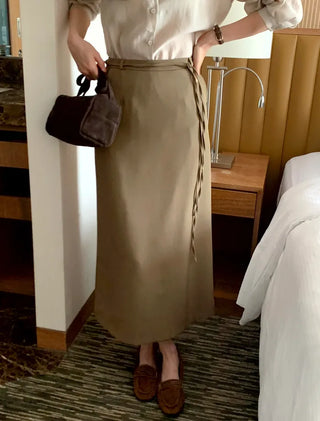(2 colors) Strap Long Skirt