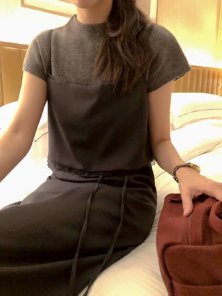 (2 colors) Strap Long Skirt
