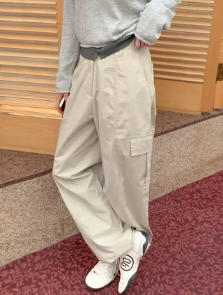 (3 colors) Elastic Waist Cargo Pants