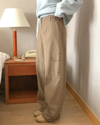(3 colors) Elastic Waist Cargo Pants