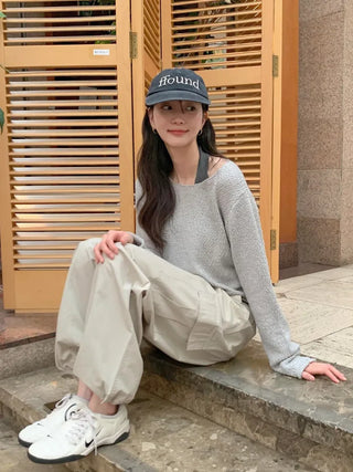 (3 colors) Elastic Waist Cargo Pants