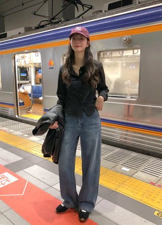Studded wide-leg denim pants