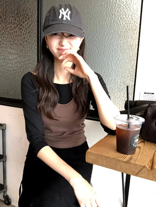 (4 colors) Halter neck layered camisole