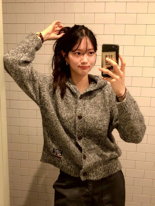 (2 colors) Hooded button-up cardigan