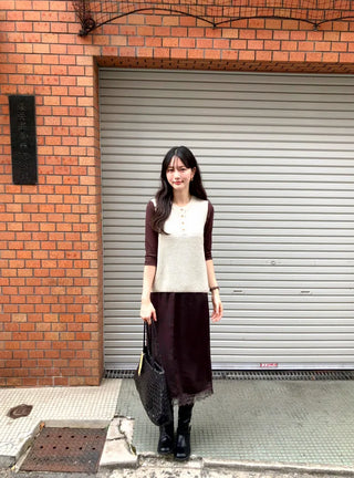 (2 colors) Button-up knit vest