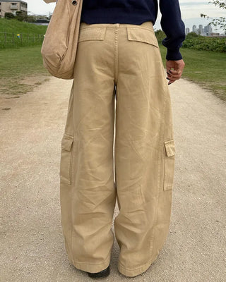 Wide double outseam cotton cargo pants