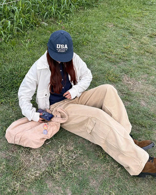 Wide double outseam cotton cargo pants