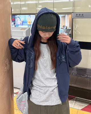 8-Star Dot Patch Hooded Parka