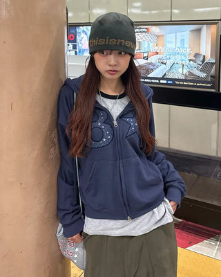 8-Star Dot Patch Hooded Parka