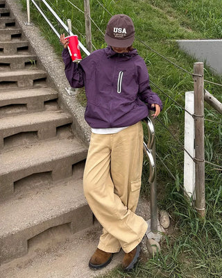 Wide double outseam cotton cargo pants