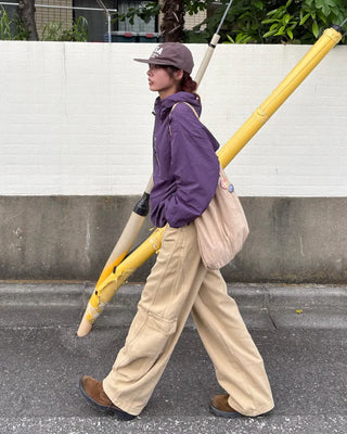 Wide double outseam cotton cargo pants