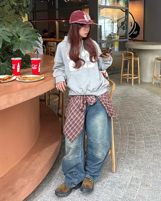 (Unisex) Slash Seam Point Balloon Denim Pants