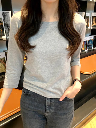 (5 colors) Boat neck T-shirt