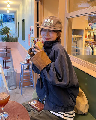 Drawstring high-neck zip-up jacket