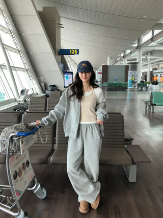 (2 colors) Fleece-lined hooded zip-up jacket
