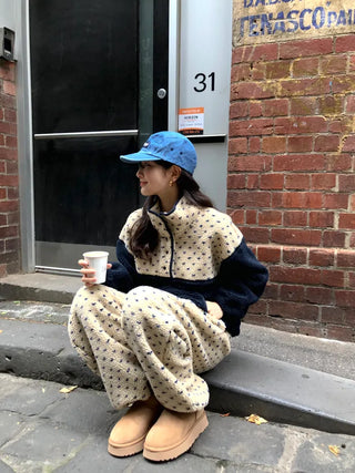 (2 colors) Dot Fleece Pants