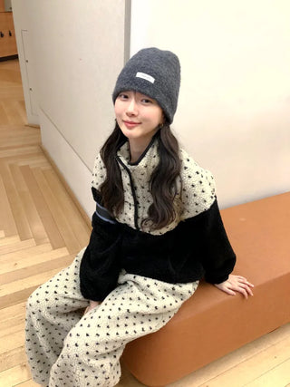 (2 colors) Dot Fleece Pants
