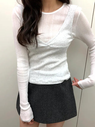 (3 colors) Layered T-shirt