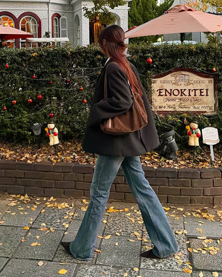 Low-waist point-washed flare jeans