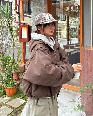 Piping Tape Point High Neck Hooded Jumper