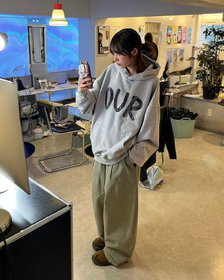 Waist drawstring super balloon peach skin chino pants