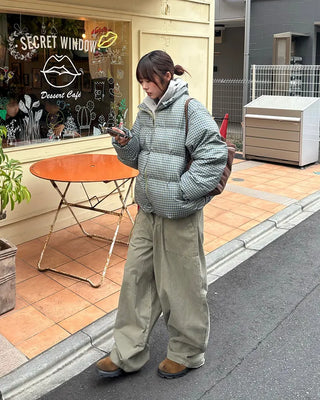 Waist drawstring super balloon peach skin chino pants