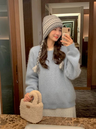 (9 colors) Wool Round Neck Knit