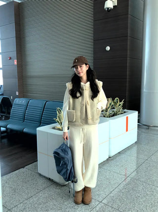 (2 colors) Sheepskin Vest