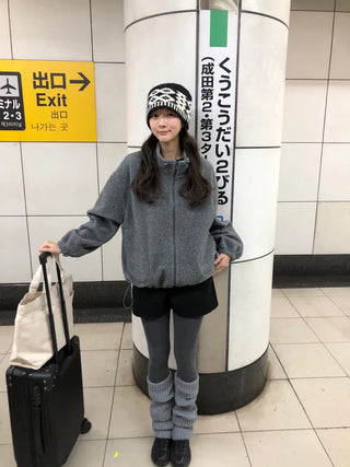 (3 colors) Oversized fleece jacket