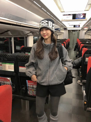 (3 colors) Oversized fleece jacket