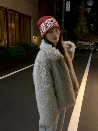 (2 colors) Fur Jacket