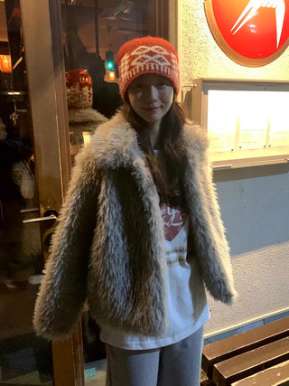 (2 colors) Fur Jacket