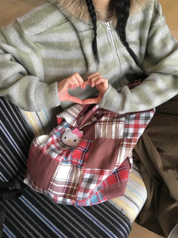 (2 color) Checkered bag